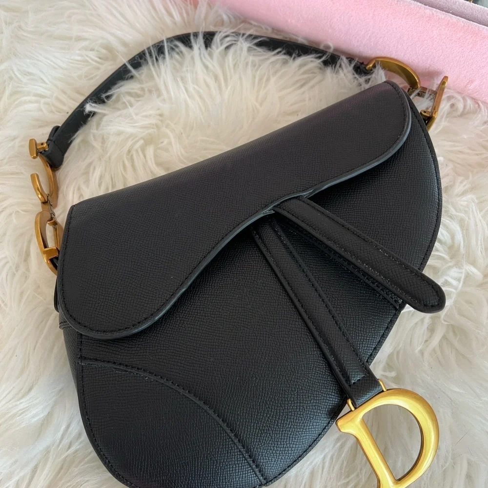 Black Saddle Bag with Gold Accents